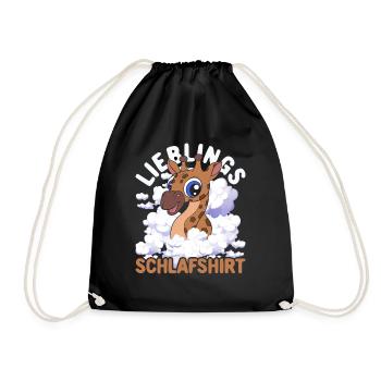 Lieblings Schlafshirt Tier Pyjama Geschenk Giraffe - Turnbeutel - Schwarz - Vorne
