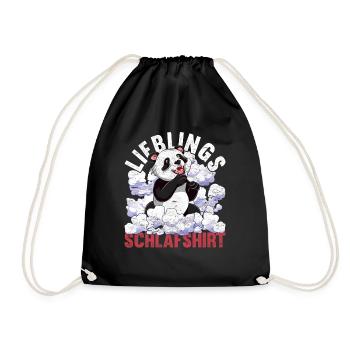 Nachteule Panda Geschenk Lieblings Schlafshirt - Turnbeutel - Schwarz - Vorne