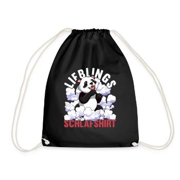 Lieblings Schlafshirt Tier Pyjama Geschenk Panda - Turnbeutel - Schwarz - Vorne
