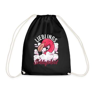 Nachteule Flamingo Geschenk Lieblings Schlafshirt - Turnbeutel - Schwarz - Vorne