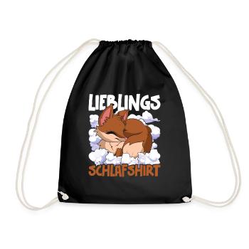 Lieblings Schlafshirt Tier Pyjama Geschenk Fuchs - Turnbeutel - Schwarz - Vorne
