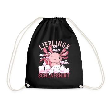 Lieblings Schlafshirt Tier Pyjama Geschenk Axolotl - Turnbeutel - Schwarz - Vorne