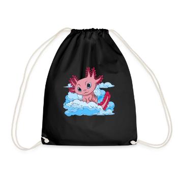 Amphibians Salamander Animal Gift Clouds Axolotl - Drawstring Bag - black - Front