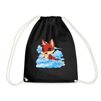 Forest Animal Nature Forest Dweller Gift Clouds Fox - Drawstring Bag - black - Front