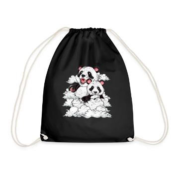 Cute Panda Bear Zoo Animal Gift Clouds Panda - Drawstring Bag - black - Front