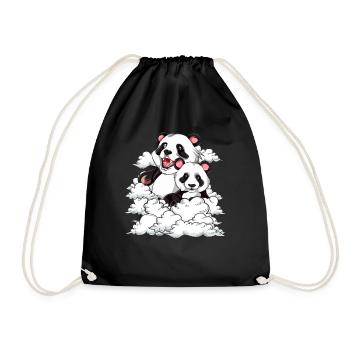 Cute Panda Bear Animal Gift Clouds Panda - Drawstring Bag - black - Front