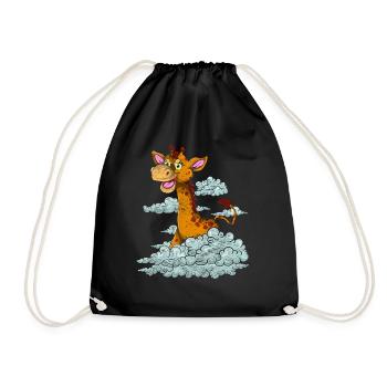 Africa Zoo Animal Lover Gift Cloud Giraffe - Drawstring Bag - black - Front