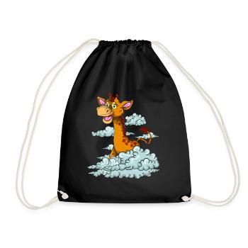 Africa Safari Zoo Animal Gift Clouds Giraffe - Drawstring Bag - black - Front
