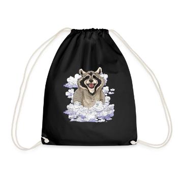 Trash Panda Forest Animal Gift Clouds Raccoon - Drawstring Bag - black - Front