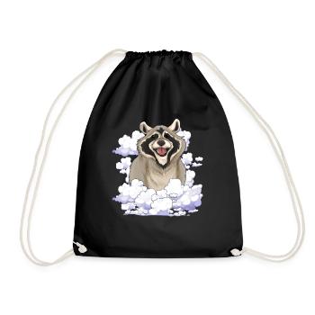 Nature Animal Trash Panda Gift Clouds Raccoon - Drawstring Bag - black - Front
