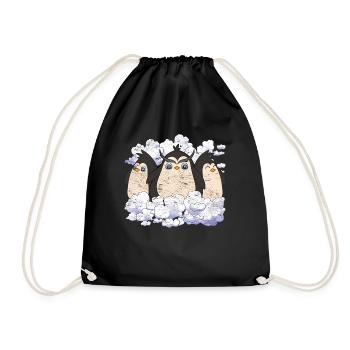 Antarctica Animal Zoo Bird Gift Clouds Penguin - Drawstring Bag - black - Front