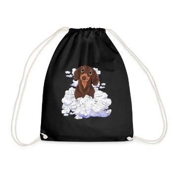 Dog Lover Dogs Gift Clouds Dachshund - Drawstring Bag - black - Front