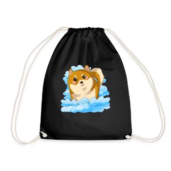 Dog Lover Kawaii Dogs Gift Clouds Shiba Inu - Drawstring Bag - black - Front