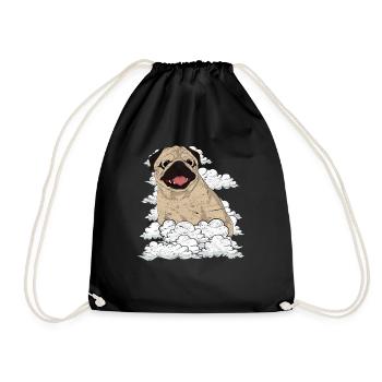 Dog Lover Dogs Pet Gift Clouds Pug - Drawstring Bag - black - Front