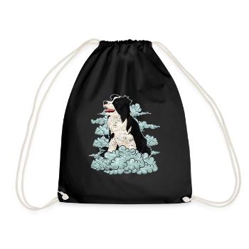 Dog Lover Dogs Gift Clouds Border Collie - Drawstring Bag - black - Front