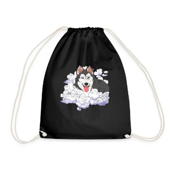 Pet Siberian Dog Gift Clouds Husky - Drawstring Bag - black - Front