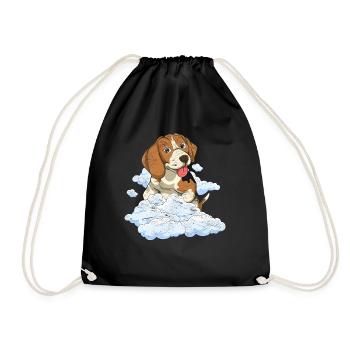 Dog Lover Clouds Dogs Gift Beagle - Drawstring Bag - black - Front