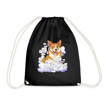 Dog Lover Dog Pet Gift Cloud Corgi - Drawstring Bag - black - Front