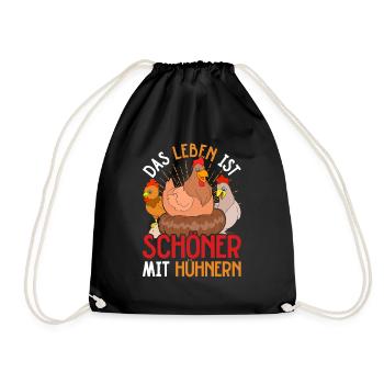 Bauernhof Tier Bauern Lustiges Geschenk Huhn - Turnbeutel - Schwarz - Vorne