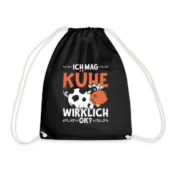 Bauernhof Tier Bauer Kühe Lustiges Geschenk Kuh - Turnbeutel - Schwarz - Vorne
