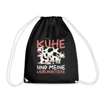 Kühe sind meine Lieblingstiere Bauer Geschenk Kuh - Turnbeutel - Schwarz - Vorne