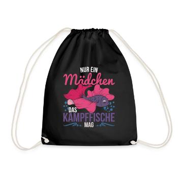 Tier Mädchen Geschenk Siamesischer Kampffisch - Turnbeutel - Schwarz - Vorne
