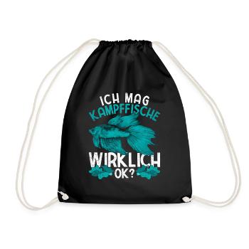 Ich mag Kampffische wirklich ok Ozean Kampffisch - Turnbeutel - Schwarz - Vorne
