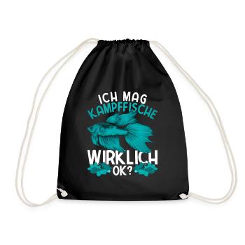 Tier Geschenk Lustiges Siamesischer Kampffisch - Turnbeutel - Schwarz - Vorne