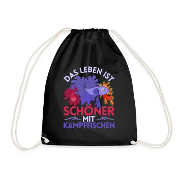Meeresbewohner Geschenk Siamesischer Kampffisch - Turnbeutel - Schwarz - Vorne