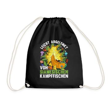 Leicht abgelenkt von Siamesischen Kampffischen - Turnbeutel - Schwarz - Vorne