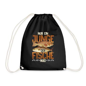 Fischzucht Angler Jungen Fischer Geschenk Fisch - Turnbeutel - Schwarz - Vorne