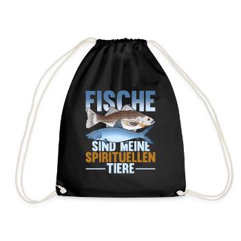Tierliebhaber Fischzucht Angler Geschenk Fisch - Turnbeutel - Schwarz - Vorne