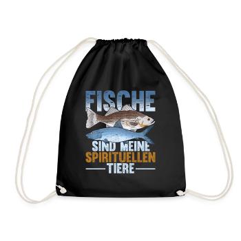 Fische sind meine spirituellen Tiere Angler Fisch - Turnbeutel - Schwarz - Vorne