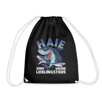 Ozean Haie sind meine Lieblingstiere Lustiges Hai - Turnbeutel - Schwarz - Vorne