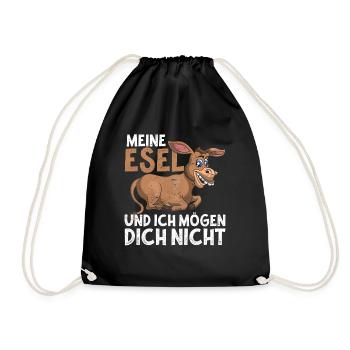 Meine Esel und ich mögen dich nicht Lustiges Esel - Turnbeutel - Schwarz - Vorne