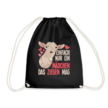 Einfach nur ein Mädchen das Ziegen mag Tier Ziege - Turnbeutel - Schwarz - Vorne