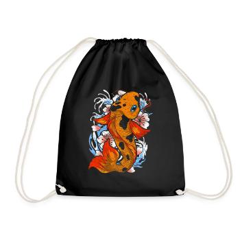 Koi Fischzucht Geschenk Farbenfrohes Koi Karpfen - Turnbeutel - Schwarz - Vorne