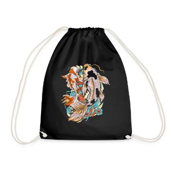 Japanischer Koi Fischzüchter Geschenk Koi Karpfen - Turnbeutel - Schwarz - Vorne