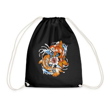 Japan Fischzucht Geschenk Japanischer Koi Karpfen - Turnbeutel - Schwarz - Vorne