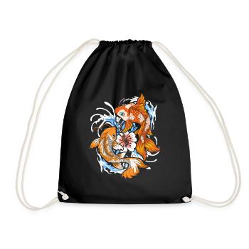 Japanischer Koi Fisch Geschenk Japan Koi Karpfen - Turnbeutel - Schwarz - Vorne