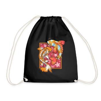Japan Nishikigoi Sakura Geschenk Kirschblüten Koi - Turnbeutel - Schwarz - Vorne