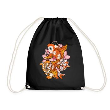 Sakura Nishikigoi Kirschblüte Geschenk Koi Karpfen - Turnbeutel - Schwarz - Vorne