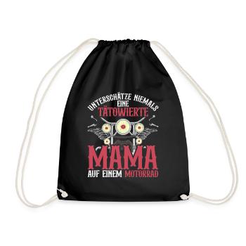 Tattoo Mama Motorrad Muttertag Geschenk Biker - Turnbeutel - Schwarz - Vorne