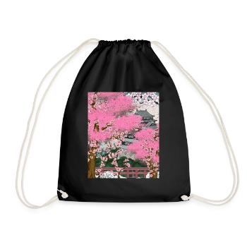 Japan Sakura Tree Gift Japanese Cherry Blossoms - Drawstring Bag - black - Front