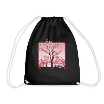 Japanese Cherry Blossom Gift Japan Sakura - Drawstring Bag - black - Front