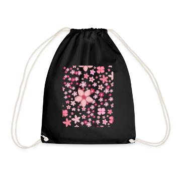 Cherry Blossom Pattern Gift Japanese Sakura - Drawstring Bag - black - Front