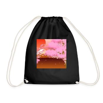 Japan Sakura Tree Gift Japanese Cherry Blossoms - Drawstring Bag - black - Front