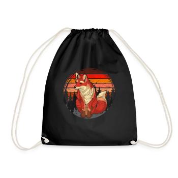 Retro Wald Tierliebhaber Natur Geschenk Fuchs - Turnbeutel - Schwarz - Vorne