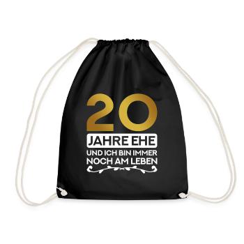 20 Jahre Porzellanheirat Lustiges Geschenk Heirat - Turnbeutel - Schwarz - Vorne