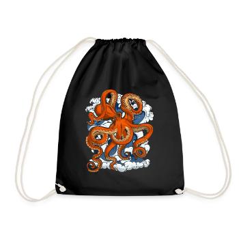 Sea Animal Ocean Animal Octopus Gift Octopus - Drawstring Bag - black - Front